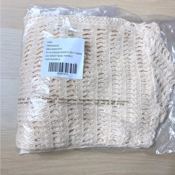 Urban Outfitters | Missy Open Knit Asymmetrical Cardigan New Small Ivory Beige - Picture 7 of 8